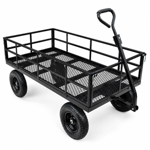1500lb Load Garden Trolley Metal <b>Frame</b> with Removable Mesh Sides, Wagon 16" Pneumatic Tires Perfect For Garden, Garage ODGGAD014 - Product Image 2