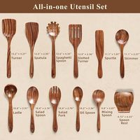 Ustensiles de cuisine en bois légers, durables, résistants à la chaleur, antiadhésifs, 12 pièces, compatibles four/micro-ondes/lave-vaisselle, vente en gros