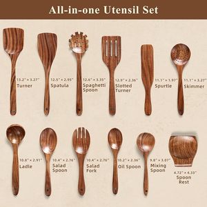 Wholesale Wooden Cooking Utensils <b>Set</b> 12-Piece Oven/<b>Microwave</b>/Dishwasher Safe Kitchen Tools - Product Image 5