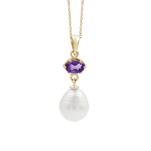 Collar con Colgante de Plata de Ley 925 100% Pura con Amatista y Perla de Agua Dulce, Diseño Clásico de Gota de Agua, Cadena de Serpiente, Joyería para Mujer - Product Image 4