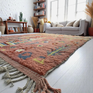 Tapis marocain noué à la main en laine multicolore, écologique, antidérapant, à motif géométrique, à poils moyens, pour salon et chambre d'enfant - Product Image 5
