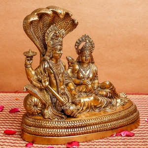 Fabriqué à la main moderne seigneur Vishnu déesse Laxmi laiton Statue Sculpture dieu hindou Figurine pour religieux spirituel décor à la maison cadeau - Product Image 3