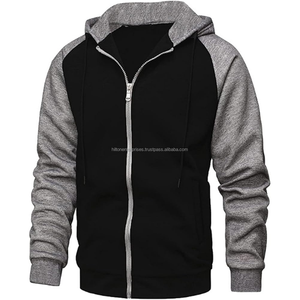 Sweats à capuche de haute qualité avec fermeture éclair logo personnalisé surdimensionné bloc de couleur grande taille sweats à capuche lourds cordon de tirage sweat à capuche pour hommes - Product Image 2