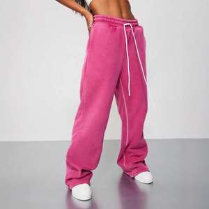 wholesale straight waistband <b>drawstring</b> women pants loose patch embroidery logo stacked baggy lady <b>trousers</b> sweatpants - Product Image 4