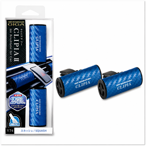 Ambientador recargable para coche con clip para rejilla de ventilación CLIPIA - Margarita V-74 (patrón de fibra de carbono azul) - Product Image 1