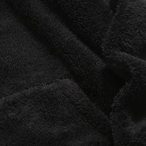 Sweat-shirt à capuche oversize noir pour homme, en molleton, couleur unie, décontracté, pour l'hiver, coupe classique, anti-boulochage, tricoté - Product Image 4