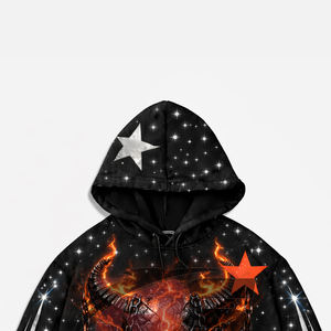 Sudadera Urbana Premium Estilo Callejero con Estampado de Diamantes de Imitación de Alto Impacto y Diseño Artístico para Primavera/Verano - Product Image 2