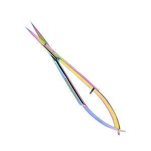 Ciseaux à ressort professionnels pour manucure, revêtement couleur titane, lame droite fine et tranchante, en acier métallique, ciseaux à ressort pour manucure - Product Image 1