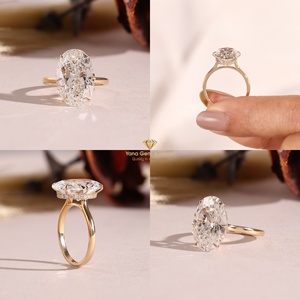 Anillo de compromiso solitario de corte oval deslumbrante de 5.00 quilates, oro sólido de 14K, certificado IGI, claridad VVS2, color F, diamante cultivado en laboratorio CVD. - Product Image 5