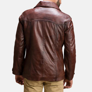 Blouson de motard unisexe Legacy noir en cuir haute performance, coupe ajustée, manteau de moto robuste, col montant, logo frontal - Product Image 2