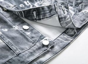 Men's Denim <b>Jacket</b> Washed Print <b>Casual</b> Turn-down Collar Regular Fit Single Breasted Button Closure - Product Image 6