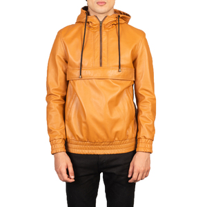 Unisex Tan Genuine Leather Waterproof Breathable Eco-Friendly Windproof Bomber Jacket Casual Streetwear <b>Pullover</b> Style Winter - Product Image 4