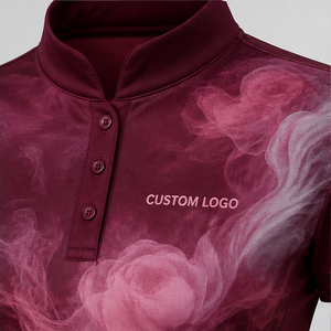 Camisa Polo Personalizada para Mujer con Cuello Mandarín, Color Rosa Borgoña Ahumado, de Secado Rápido, Transpirable, Manga Corta, Uniforme WPS-0836 - Product Image 6