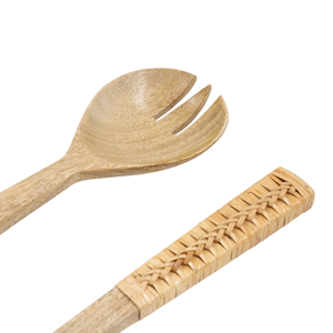 Ensemble de fourchettes et cuillères en rotin et bois pour salade, vente en gros Vietnam, ustensiles de service en bois de qualité supérieure, incontournables pour salades, soupes et décoration de table - Product Image 5