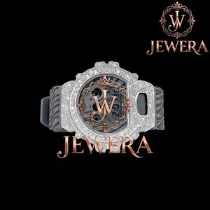 Best Selling Luxury Moissanite Diamond Black <b>Rubber</b> Strap <b>Watch</b> for Daily Wear Parties and Street Fashion Available for Sale - Product Image 3