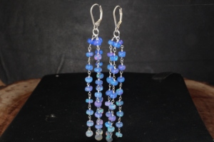 Boucles d'oreilles pendantes à trois rangs les plus vendues, boucles d'oreilles pendantes à triple rang, boucles d'oreilles pendantes à longue chaîne - Product Image 5