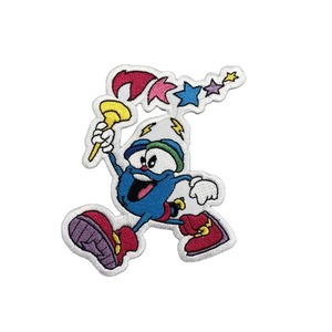 Parche Bordado de PVC Ligero Termoadhesivo con Personaje de Dibujos Animados Azul, Varita Mágica y Estrellas, Redondo, de Fieltro No Tejido, para Decoración de Regalos - Product Image 1