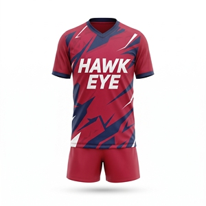 Ensemble d'uniformes de football pour adultes, hommes et femmes, nom d'équipe personnalisé, maillot de football à manches courtes en polyester - Product Image 1