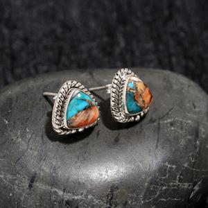 <b>Turquoise</b> <b>Earrings</b> Oyster Copper <b>Turquoise</b> <b>Stud</b> <b>earrings</b> December birthstone Triangle <b>earrings</b> Boho <b>Earrings</b> At Best Price - Product Image 2