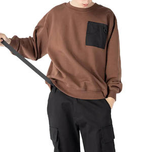 Heavyweight Hoodies Sweatshirts Cotton Oversized Streetwear <b>Men</b> Patchwork Pocket Hip Hop <b>Pullover</b> Terry Hoodies - Product Image 3