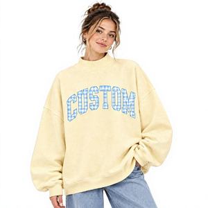 Sweat-shirt universitaire personnalisé à carreaux avec col montant, coupe oversize, style universitaire, fabricant OEM ODM - Product Image 3