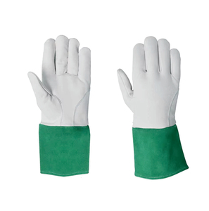 Holy Signs International HSI-0017 Leather Welding <b>Gloves</b> Green Cuff Straight Thumb Cotton Liner Molten Metal Splash Resistance - Product Image 6