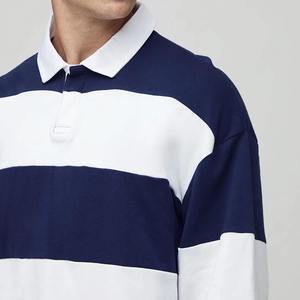Pulls de rugby rayés en coton, col polo, manches longues, pour hommes, 100 % coton, coupe classique, vente en gros - Product Image 6