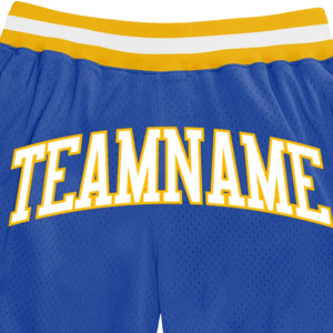 Shorts de basket-ball en maille sublimée bleu royal et jaune pour hommes, vêtements de sport légers en polyester, shorts de match d'équipe, vêtements de compétition - Product Image 6