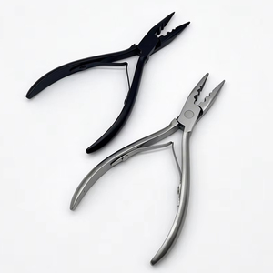 En gros, Kit de pinces en acier inoxydable pour la pose et le retrait d'extensions capillaires, finition satinée noir mat, outils de salon pour la pose de micro-anneaux - Product Image 1