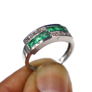 <b>Emerald</b> with Diamond Cut Gemstone <b>Ring</b> 925 Sterling <b>Silver</b> <b>Ring</b> Wholesale Natural <b>Emerald</b> Stone <b>Silver</b> Gift <b>Ring</b> Jewelry - Product Image 5