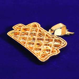 Colgante de Moissanita y Diamantes Chapado en Oro de Plata de Ley 925, Estilo Hip Hop, Totalmente Iced Out, con Letra 'Street Heat', para Hombre - Product Image 5