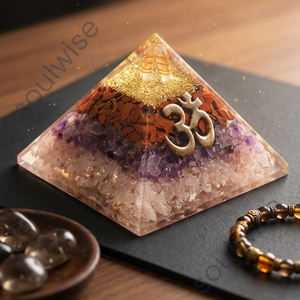 Amethyst <b>Orgonite</b> Pyramid Gemstone Resin Art Carved Crystal Decoration for Home Meditation Gift - Product Image 2