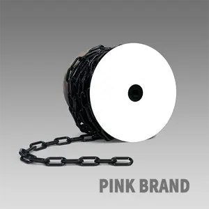 Black Barrier Plastic Chain 8mm25M Link Barriers Crowd Control Safety Chain On Reel