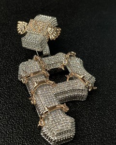 Pendentif lettre P de luxe en moissanite de qualité export, plaqué argent, style hip-hop, clarté VVS, taille brillante, haute brillance, bijou - Product Image 2