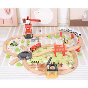 Wudly 100 mảnh tất cả các gỗ hai mặt Train Tracks Set chứng nhận an toàn giáo dục đồ chơi cho trẻ em 3 + năm cho bé trai bé gái - Product Image 3