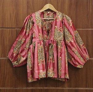 <b>Tiger</b> Print Cotton Tunic Top for Women, O-Neck Mini <b>Dress</b>, Casual Animal Print Short <b>Dress</b>, Lightweight Cotton Summer Tunic - Product Image 5