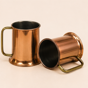 Mug à Moscow Mule en cuivre pur artisanal, tasse à bière en cuivre massif avec finition lisse et droite et poignée ergonomique pour articles de bar de luxe - Product Image 6