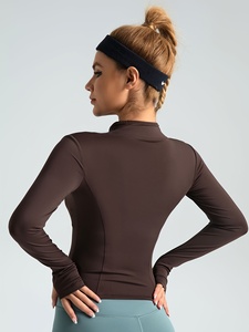 Womens Performance Yoga <b>Jacket</b> Full Sleeve Fitness Gym Running <b>Workout</b> Activewear Custom Logo OEM ODM Private Label Factory Supp - Product Image 2