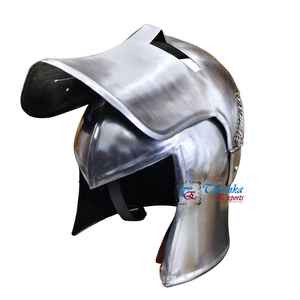 Casco Barbuta Redondo Medieval Moderno de Alta Calidad, Acero Suave Plateado, con Visera, Hecho a Mano, Regalo de Navidad para Guerrero - Product Image 4