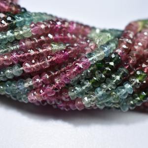 Natural Tourmaline Faceted Rondelle Gemstone Beads Strand 4mm Genuine Tourmaline Loose Beads For Jewelry Necklace <b>Bracelet</b> Bulk - Product Image 2