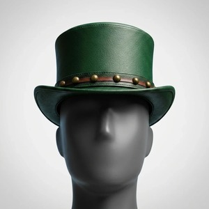 Sombrero de Copa de Cuero Estilo Vintage para Hombre y Mujer, Elegante Sombrero de Corona Alta para Fiestas y Eventos Temáticos - Product Image 1