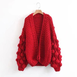 Women Knitted Poncho <b>Cardigan</b> Long Sleeve Batwing O-Neck Solid Color <b>Thick</b> Acrylic Casual Autumn Outerwear Open Front - Product Image 3
