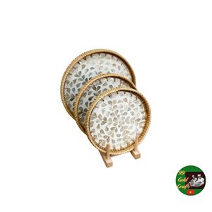 ถาดเสิร์ฟตกแต่งประดับมุกโมเสก ทำด้วยมือโดยช่างฝีมือชาวเวียดนาม - Product Image 2