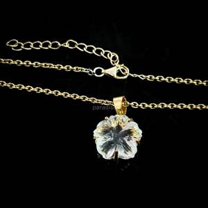 Colgante de flor de cuarzo de cristal natural, colgante de piedra preciosa tallada, collar de flor de cristal, fabricación de joyería hecha a mano - Product Image 6