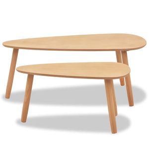 Ensemble de table basse 2 pièces en bois de pin massif brun - Product Image 4