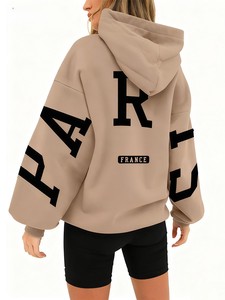 Sweat-shirt à capuche décontracté d'hiver, manches longues, style pull, tissu tricoté, bouton, logo personnalisé, service OEM, 100% polyester - Product Image 5