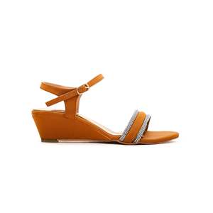 Sandales à talons pour filles en moutarde avec design fantaisie KD7880 Produit - Product Image 3