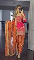 Nouvelle collection de Salwar Kameez indiens très demandés : Tenue de soirée de créateur avec haut, Dhoti Salwar et Dupatta pour mariage