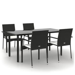 Juego de Comedor para Jardín en Blanco Crema y Negro - Product Image 2