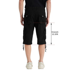2026 New Arrival Men's Cargo Shorts Below Knee Length High Elasticity Button Fly Waistband 100% Cotton Solid Pattern Men's Short - Product Image 2